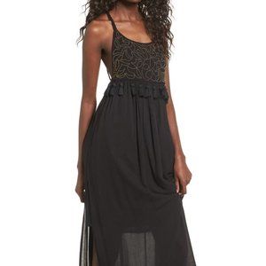 Raga Dominica Black Maxi Dress Bronze Beads